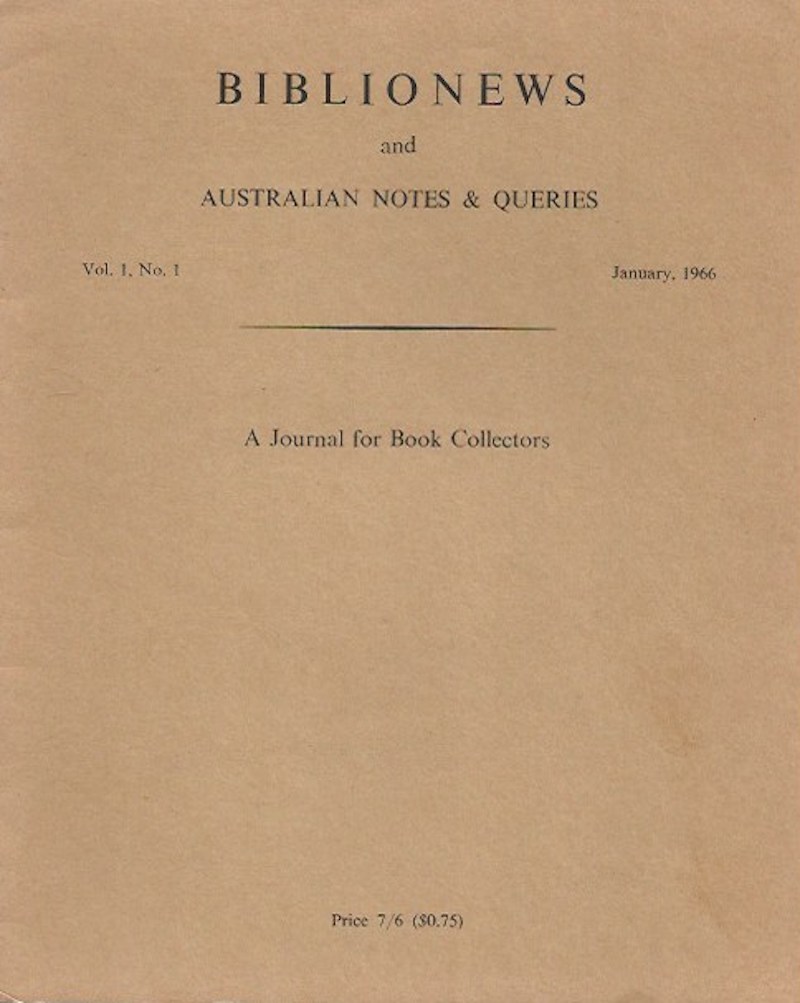 Biblionews and Australian Notes and Queries by Stone, Walter edits